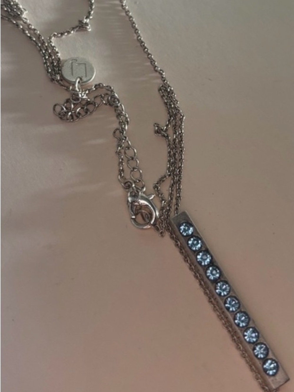 Blue Crystal Bar Necklace